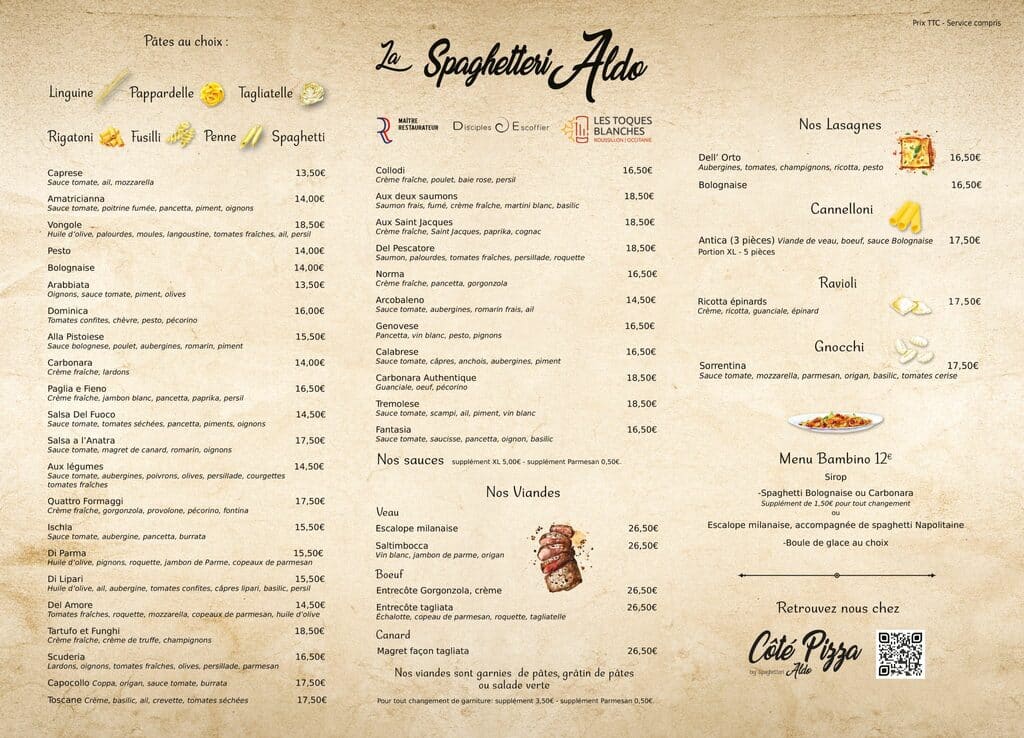 Restaurant italien Perpignan Spaghetteri'Aldo